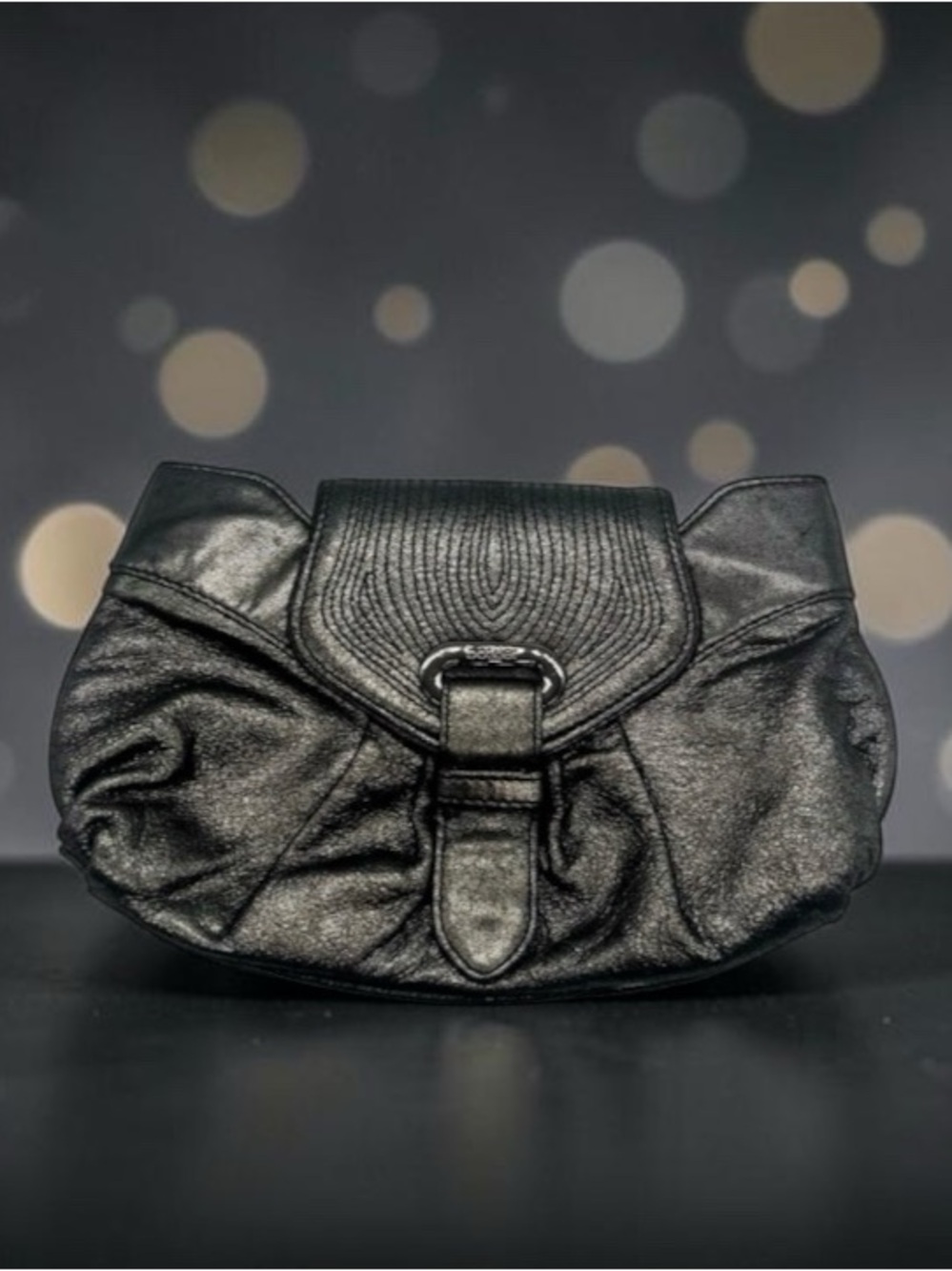 Botkier EUC metallic graphite trigger leather clutch